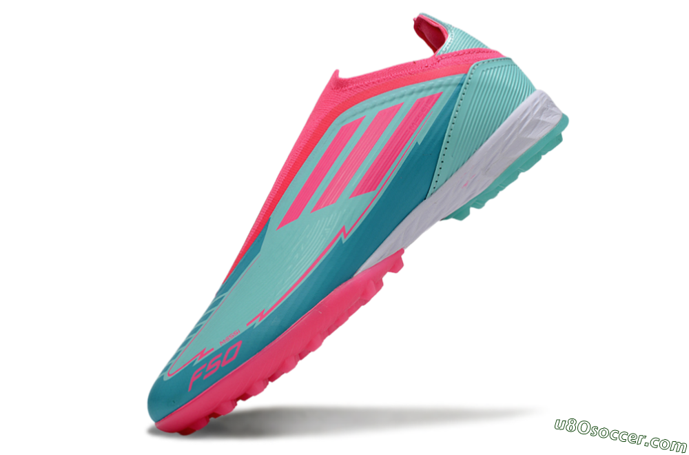 Adidas F50 Elite Laceless TF Artificial Turf Soccer Shoes - Jade/Pink/White 6