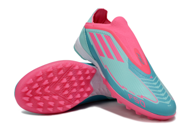 Adidas F50 Elite Laceless TF Artificial Turf Soccer Shoes - Jade/Pink/White