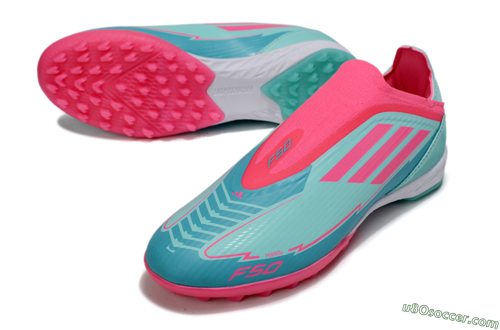 Adidas F50 Elite Laceless TF Artificial Turf Soccer Shoes - Jade/Pink/White 3