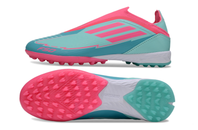 Adidas F50 Elite Laceless TF Artificial Turf Soccer Shoes - Jade/Pink/White
