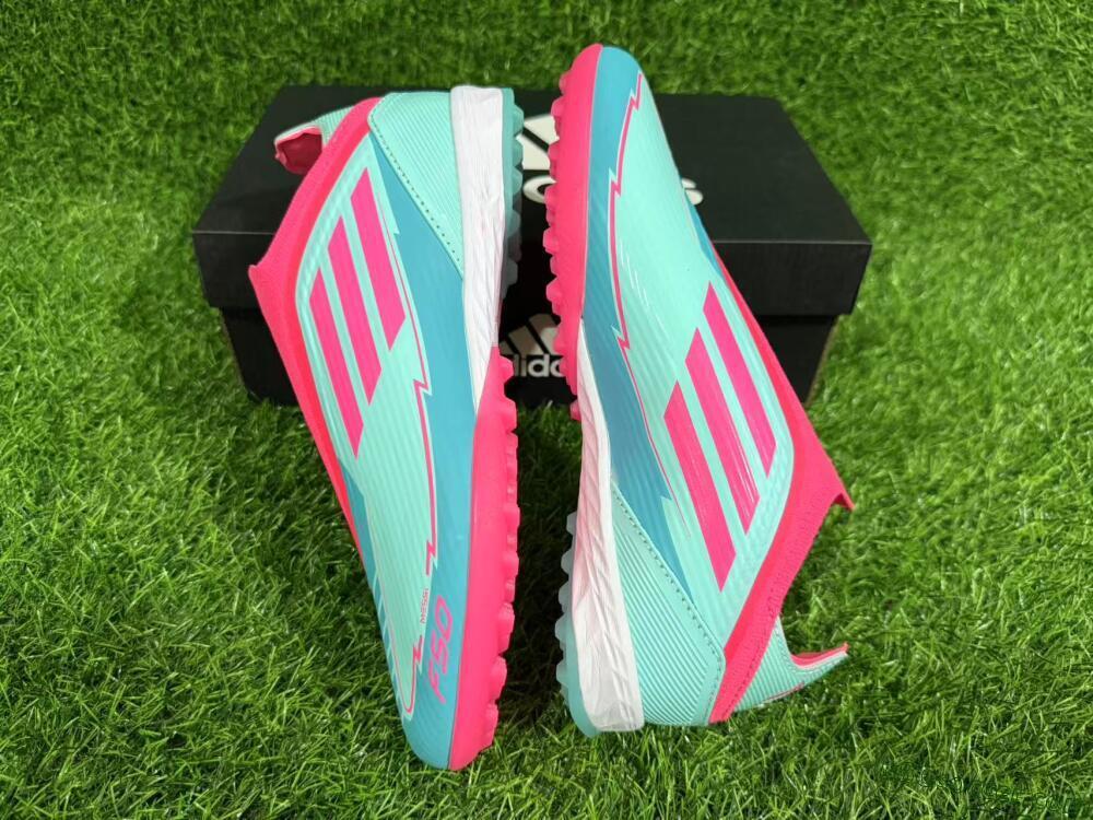 Adidas F50 Elite Laceless TF Artificial Turf Soccer Shoes - Jade/Pink/White