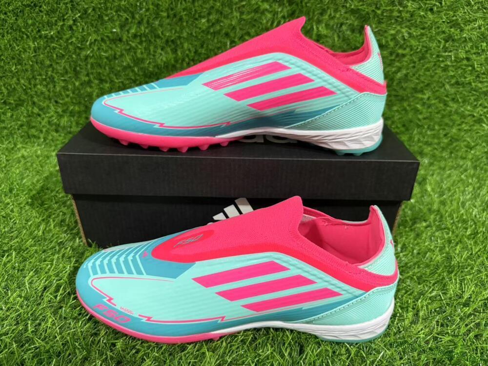 Adidas F50 Elite Laceless TF Artificial Turf Soccer Shoes - Jade/Pink/White