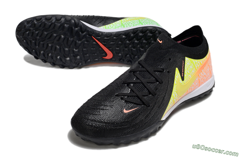 Nike Phantom GX 2 Elite TF Artificial Turf Soccer Shoes - Black/Yellow/Orange 3