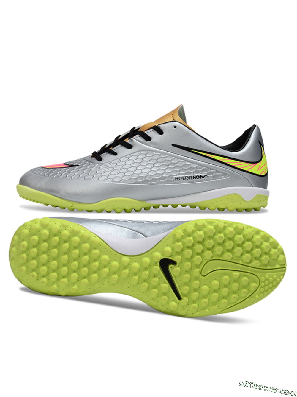 Nike Hypervenom Phantom RGN SE TF Artificial Turf Soccer Shoes - Silver/Yellow/Pink 0