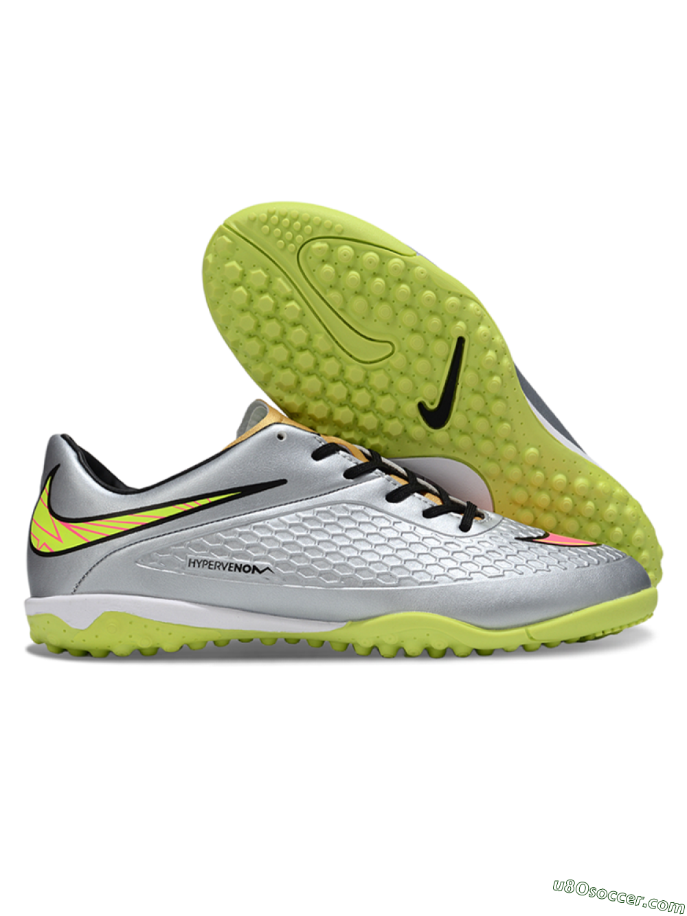 Nike Hypervenom Phantom RGN SE TF Artificial Turf Soccer Shoes - Silver/Yellow/Pink 1