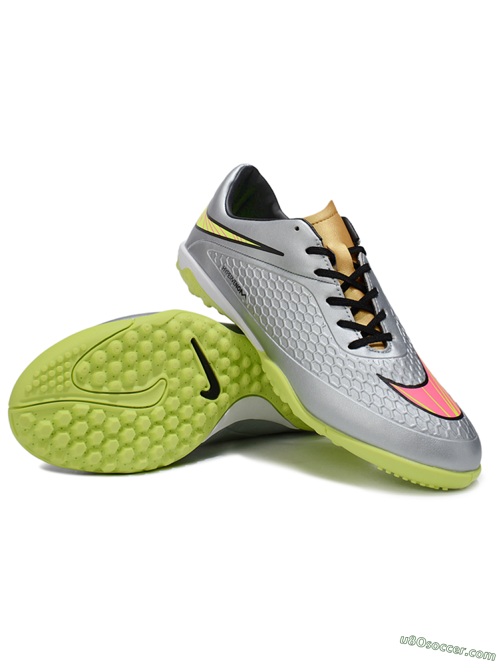 Nike Hypervenom Phantom RGN SE TF Artificial Turf Soccer Shoes - Silver/Yellow/Pink 3