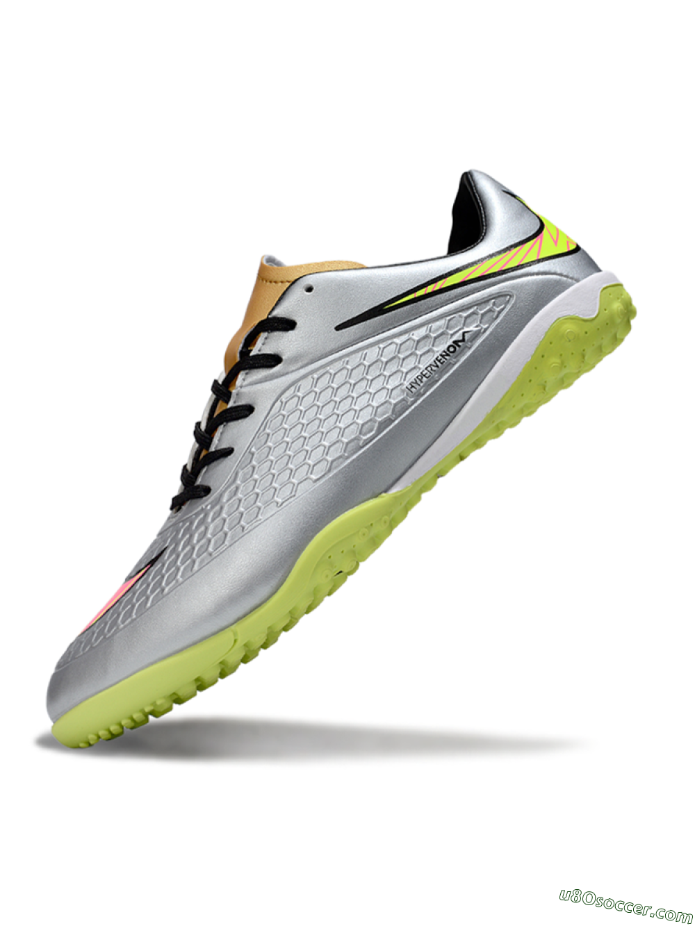 Nike Hypervenom Phantom RGN SE TF Artificial Turf Soccer Shoes - Silver/Yellow/Pink 5