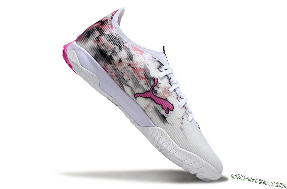 Puma Ultra 5 Ultimate TF Artificial Turf Soccer Shoes - White/Black/Pink 4