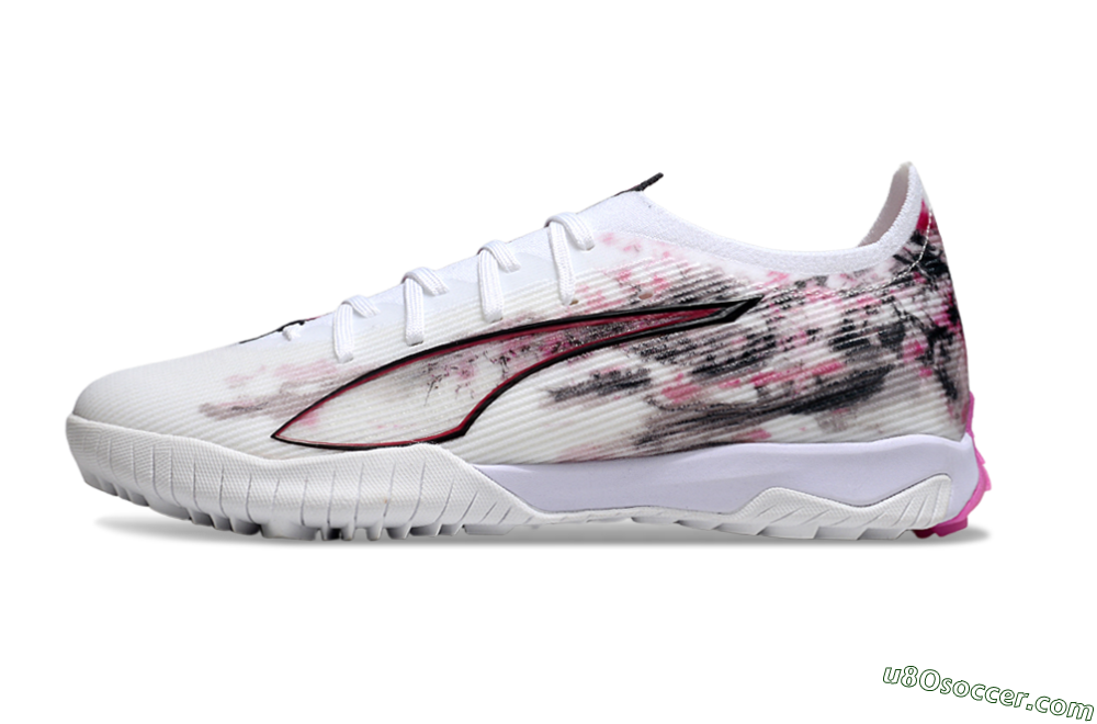 Puma Ultra 5 Ultimate TF Artificial Turf Soccer Shoes - White/Black/Pink 2