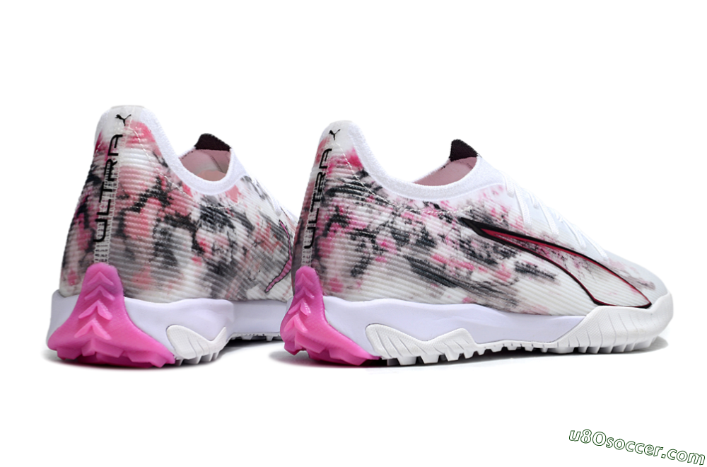 Puma Ultra 5 Ultimate TF Artificial Turf Soccer Shoes - White/Black/Pink 6
