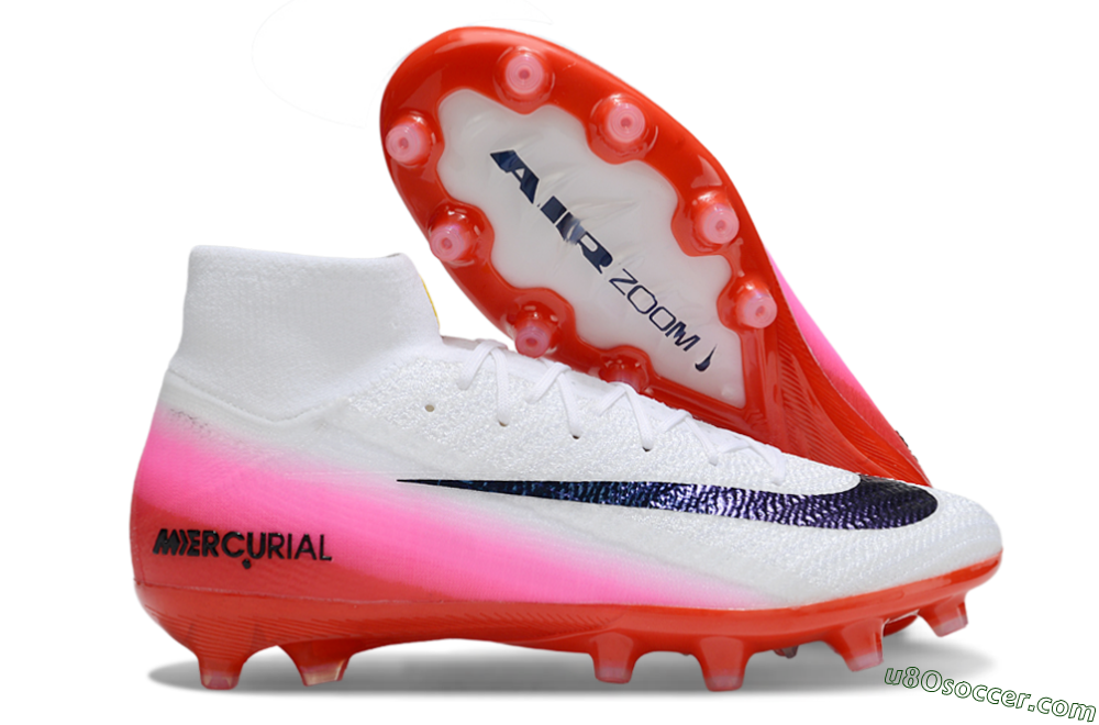 Nike Air Zoom Mercurial Superfly 10 Elite AG Artificial Grass Soccer Cleats - White/Black/Pink 1