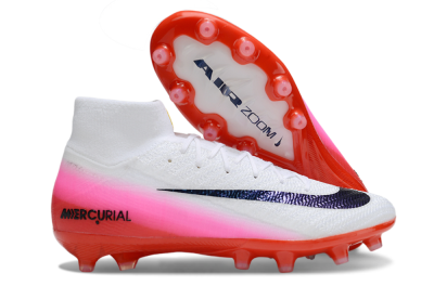 Nike Air Zoom Mercurial Superfly 10 Elite AG Artificial Grass Soccer Cleats - White/Black/Pink