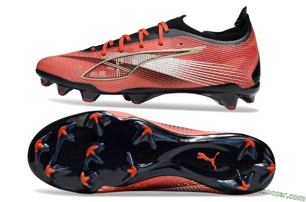 Puma Ultra 5 Ultimate FG Firm Ground Soccer Cleats - Red/Gold/White 0