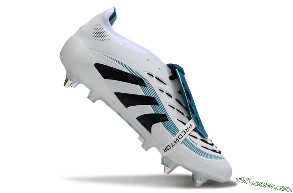 Adidas Predator 25 Elite Foldover Tongue SG Soft Ground Soccer Cleats - White/Black/Blue 4