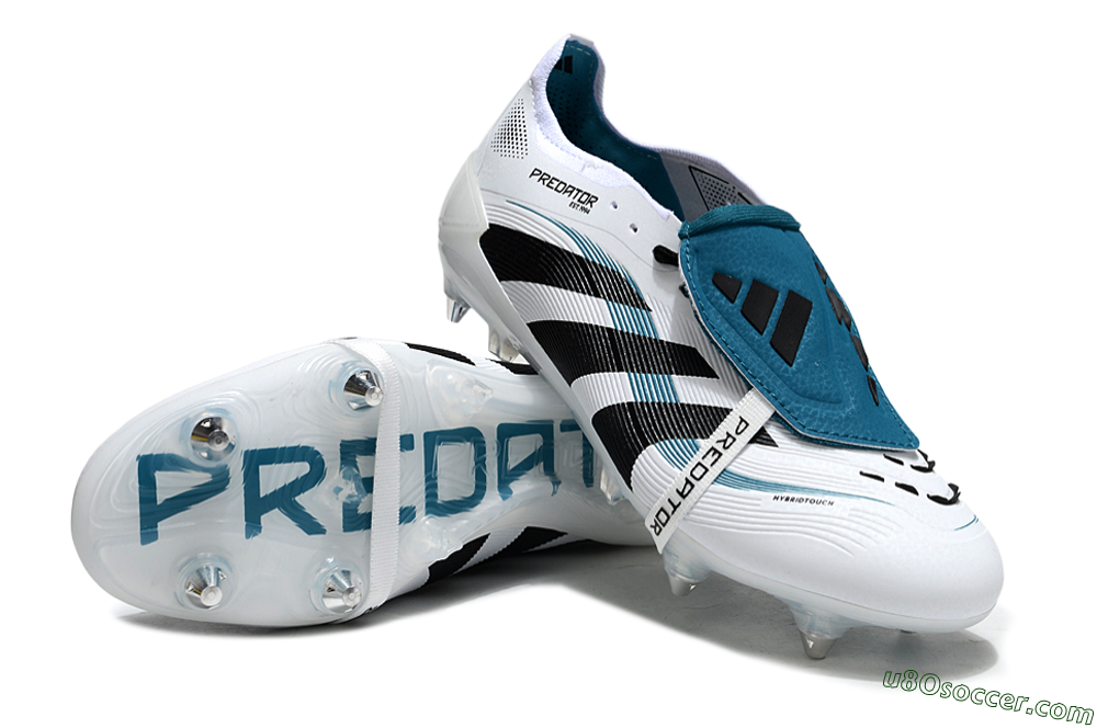 Adidas Predator 25 Elite Foldover Tongue SG Soft Ground Soccer Cleats - White/Black/Blue 3