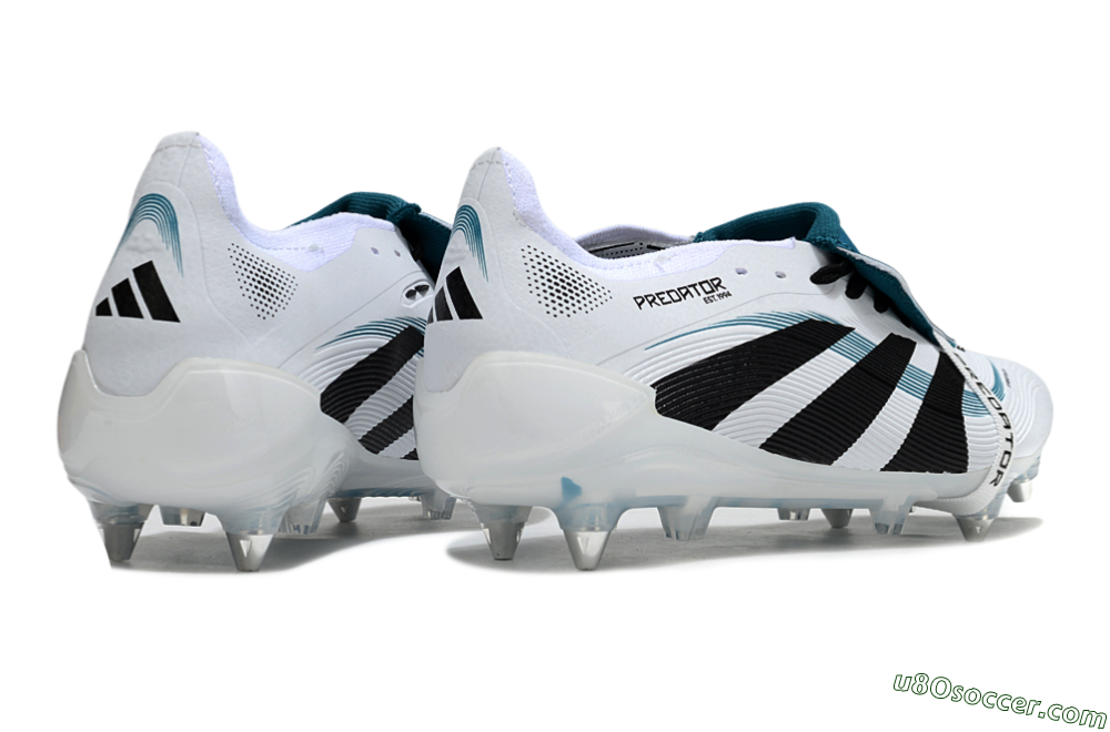 Adidas Predator 25 Elite Foldover Tongue SG Soft Ground Soccer Cleats - White/Black/Blue 6