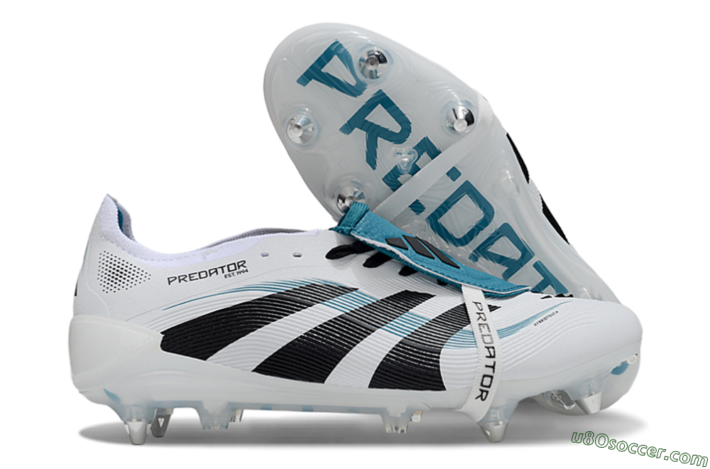 Adidas Predator 25 Elite Foldover Tongue SG Soft Ground Soccer Cleats - White/Black/Blue 1