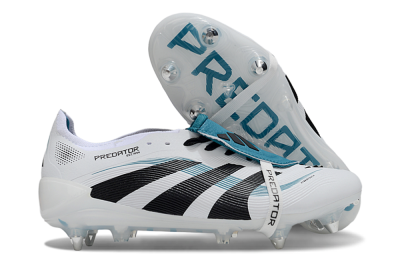 Adidas Predator 25 Elite Foldover Tongue SG Soft Ground Soccer Cleats - White/Black/Blue