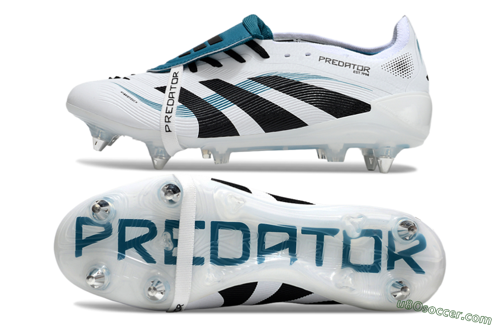 Adidas Predator 25 Elite Foldover Tongue SG Soft Ground Soccer Cleats - White/Black/Blue 0