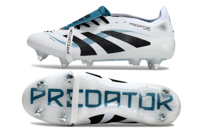 Adidas Predator 25 Elite Foldover Tongue SG Soft Ground Soccer Cleats - White/Black/Blue