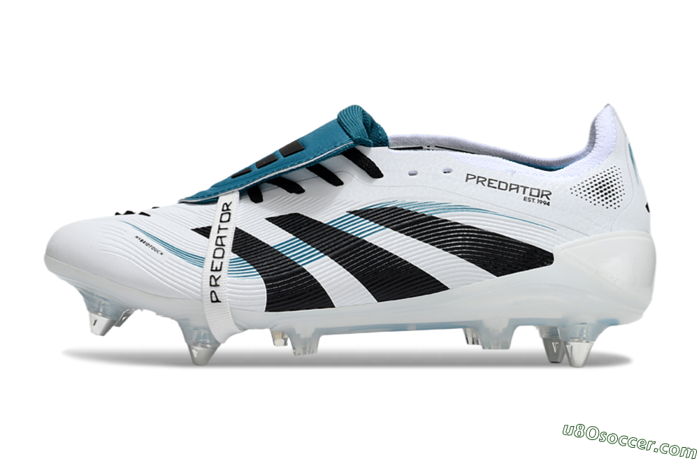 Adidas Predator 25 Elite Foldover Tongue SG Soft Ground Soccer Cleats - White/Black/Blue 2