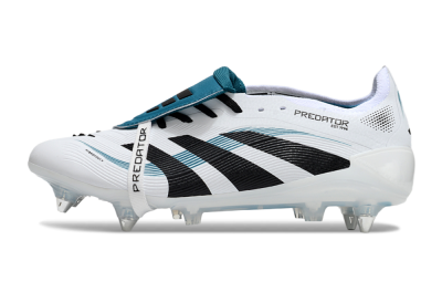 Adidas Predator 25 Elite Foldover Tongue SG Soft Ground Soccer Cleats - White/Black/Blue
