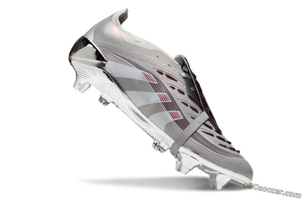 Adidas Predator 25 Elite Foldover Tongue SG Soft Ground Soccer Cleats - Silver/White/Red 4
