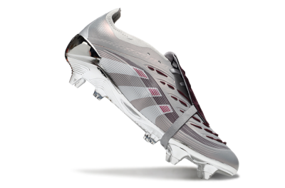 Adidas Predator 25 Elite Foldover Tongue SG Soft Ground Soccer Cleats - Silver/White/Red