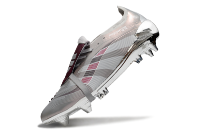 Adidas Predator 25 Elite Foldover Tongue SG Soft Ground Soccer Cleats - Silver/White/Red