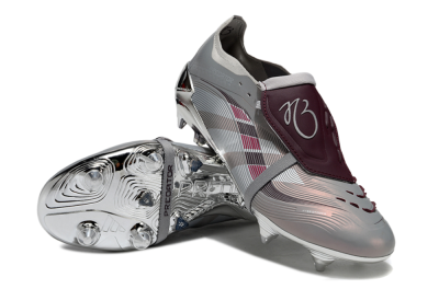 Adidas Predator 25 Elite Foldover Tongue SG Soft Ground Soccer Cleats - Silver/White/Red