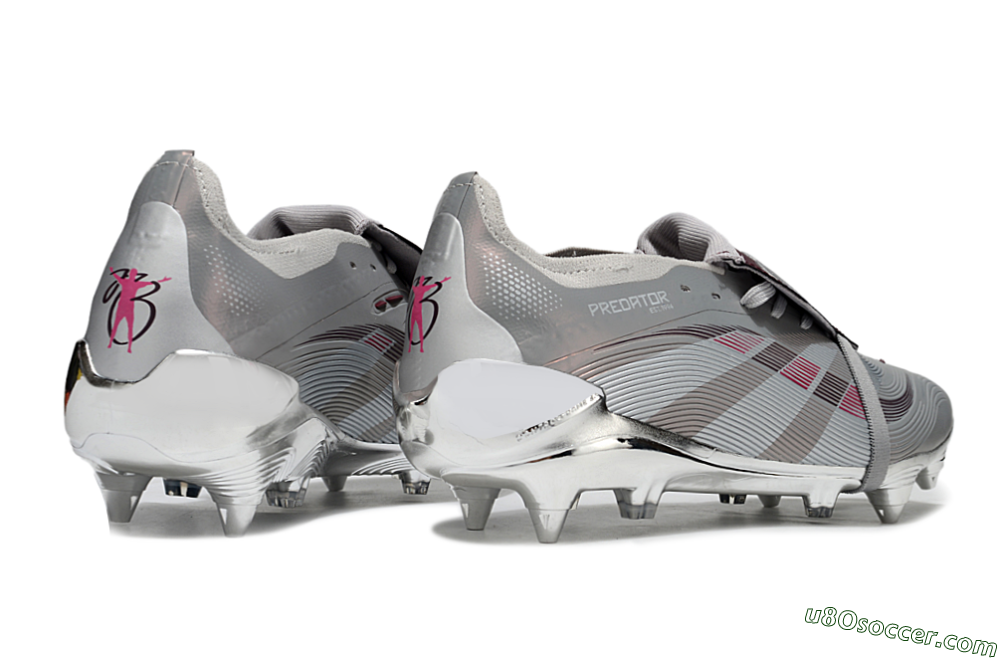 Adidas Predator 25 Elite Foldover Tongue SG Soft Ground Soccer Cleats - Silver/White/Red 6