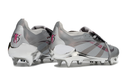 Adidas Predator 25 Elite Foldover Tongue SG Soft Ground Soccer Cleats - Silver/White/Red
