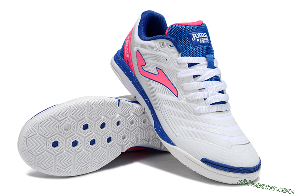 Joma Top Flex IC Indoor & Futsal Soccer Shoes - White/Pink/Blue 3