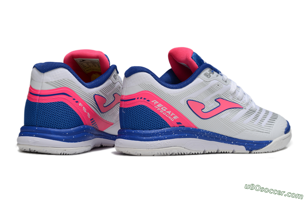 Joma Top Flex IC Indoor & Futsal Soccer Shoes - White/Pink/Blue 6