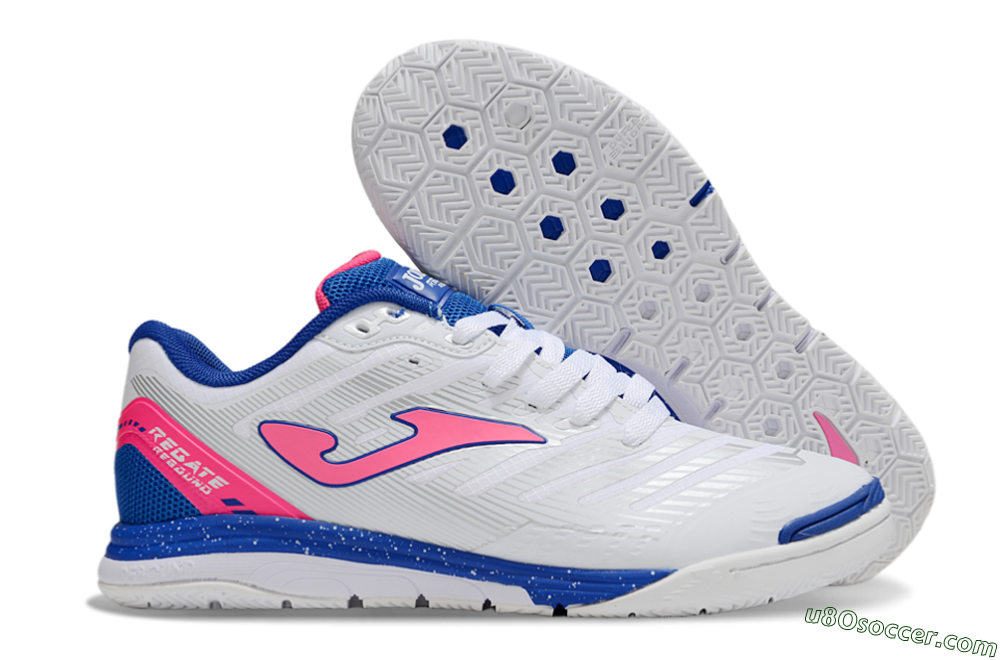 Joma Top Flex IC Indoor & Futsal Soccer Shoes - White/Pink/Blue 1