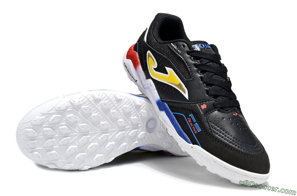 Joma Top Flex TF Artificial Turf Soccer Shoes - Black/Yellow/Blue 3