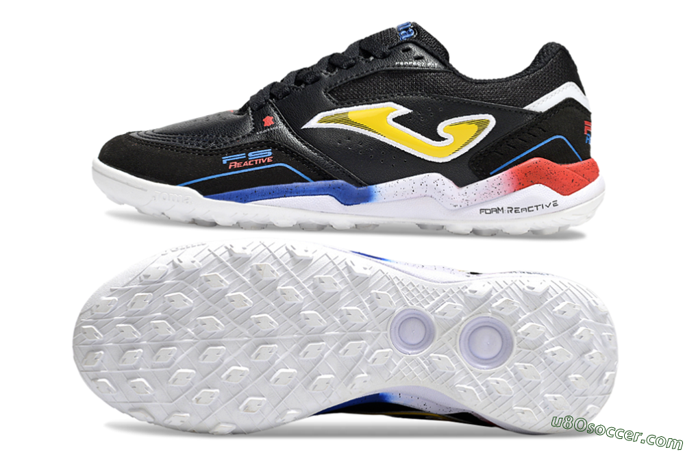 Joma Top Flex TF Artificial Turf Soccer Shoes - Black/Yellow/Blue 0