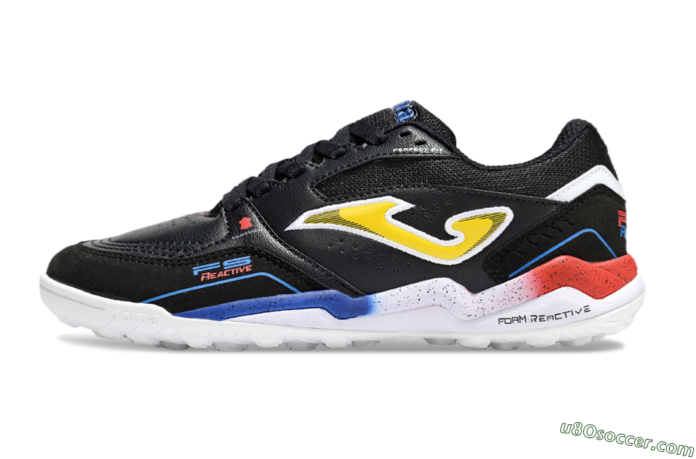 Joma Top Flex TF Artificial Turf Soccer Shoes - Black/Yellow/Blue 2