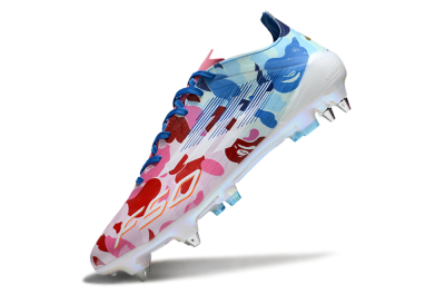 Adidas F50 Elite SG Soft Ground Soccer Cleats - White/Pink/Blue