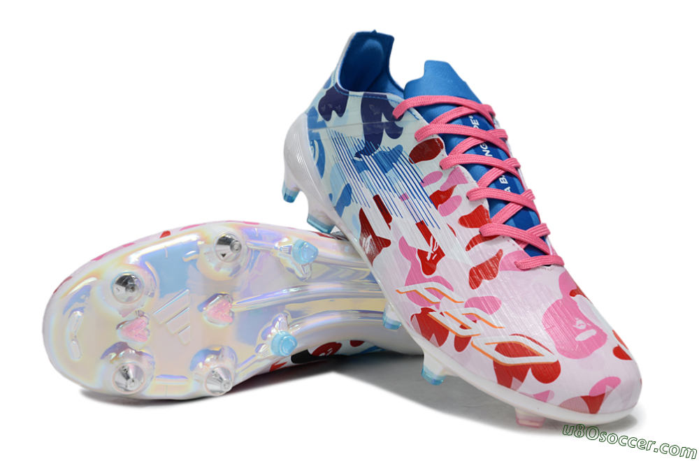 Adidas F50 Elite SG Soft Ground Soccer Cleats - White/Pink/Blue 3