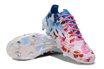 Adidas F50 Elite SG Soft Ground Soccer Cleats - White/Pink/Blue