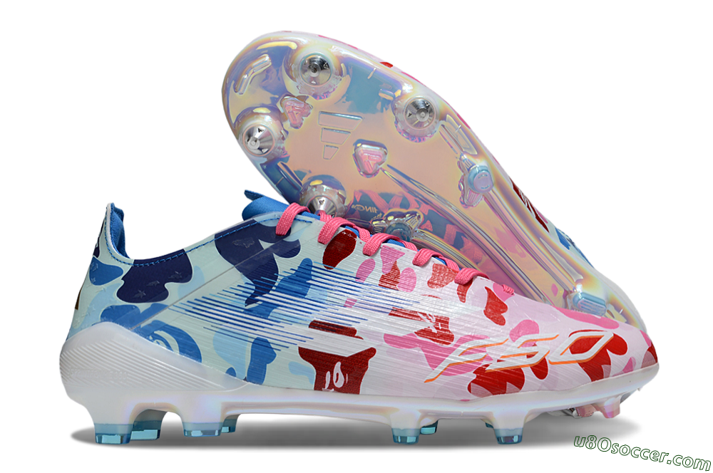 Adidas F50 Elite SG Soft Ground Soccer Cleats - White/Pink/Blue 1