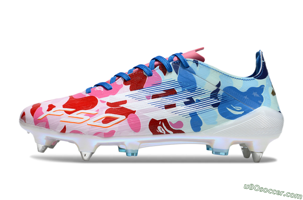 Adidas F50 Elite SG Soft Ground Soccer Cleats - White/Pink/Blue 2