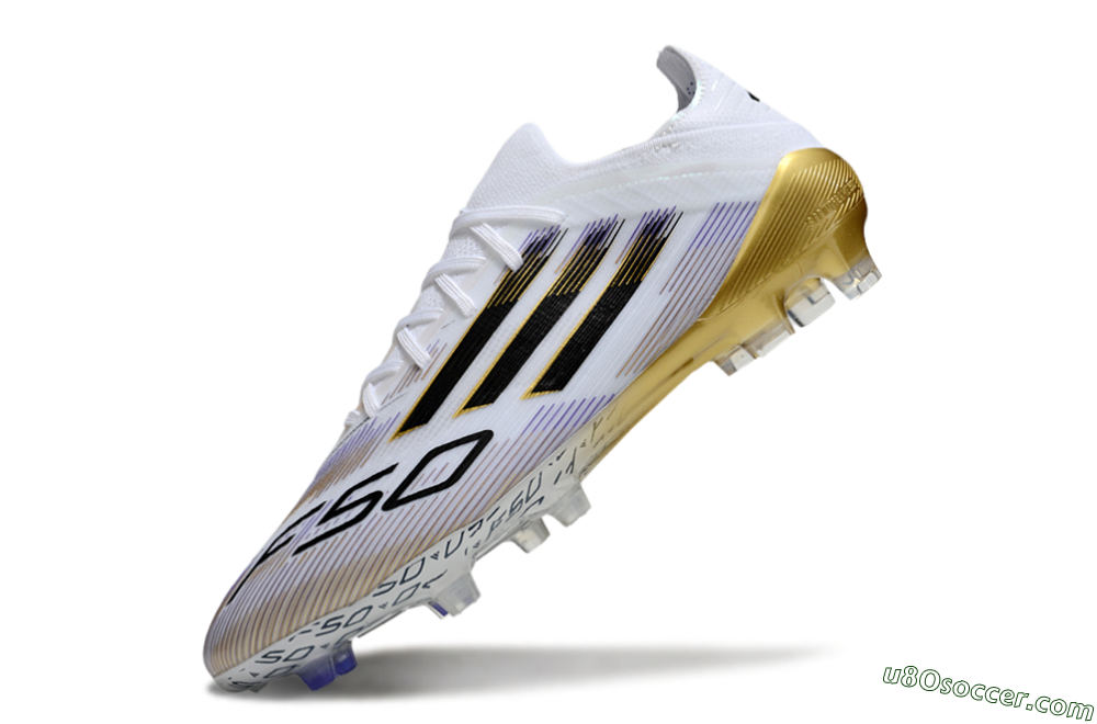 Adidas F50 Elite FG Firm Ground Soccer Cleats - White/Purple/Gold 5