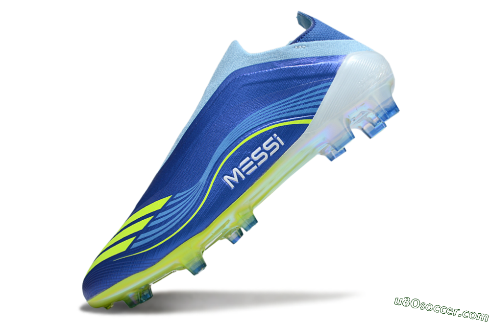 Messi x Adidas F50 Elite Laceless FG Firm Ground Soccer Cleats - Blue/Yellow/White 4