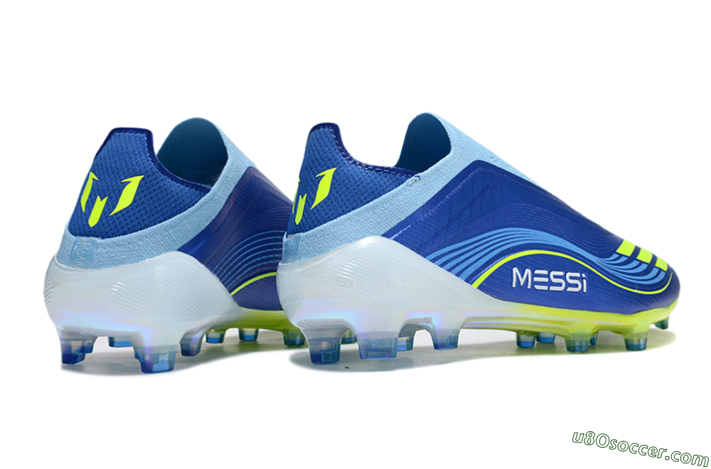 Messi x Adidas F50 Elite Laceless FG Firm Ground Soccer Cleats - Blue/Yellow/White 5
