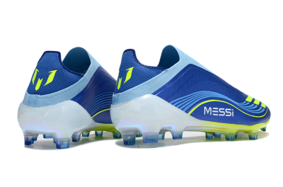 Messi x Adidas F50 Elite Laceless FG Firm Ground Soccer Cleats - Blue/Yellow/White