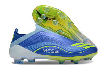 Messi x Adidas F50 Elite Laceless FG Firm Ground Soccer Cleats - Blue/Yellow/White