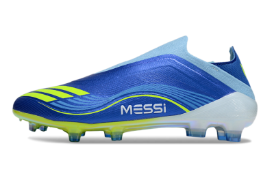 Messi x Adidas F50 Elite Laceless FG Firm Ground Soccer Cleats - Blue/Yellow/White