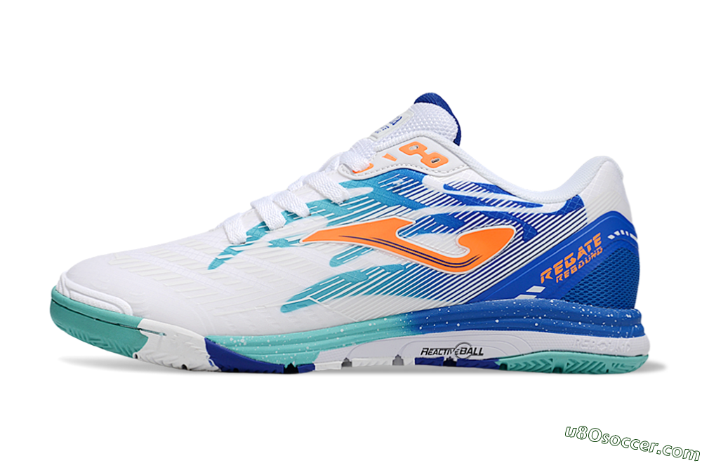 Joma Top Flex IC Indoor & Futsal Soccer Shoes - White/Blue/Orange 2